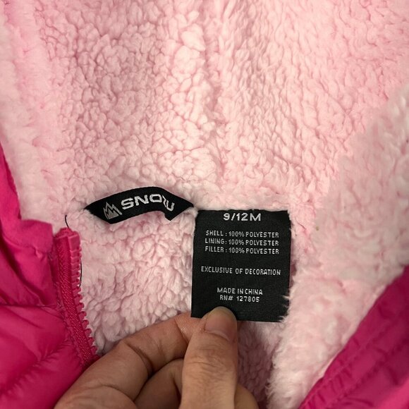 Snozu Toddler Pink Ombre Puffer Snow Suit Size 9-12m - Picture 6 of 8